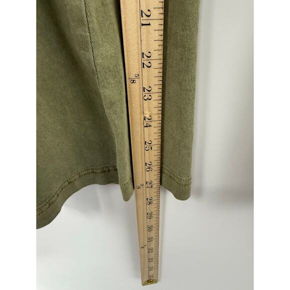 Urban Outfitters Emma Denim Flared Jumpsuit Women S Olive Green Utility Stretch - Picture 9 of 12